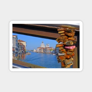 Love locks on Ponte dell'Accademia bridge, Venice, Italy Magnet