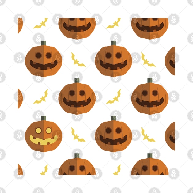 Pumpkin and bat Halloween spooky pattern by FOGSJ