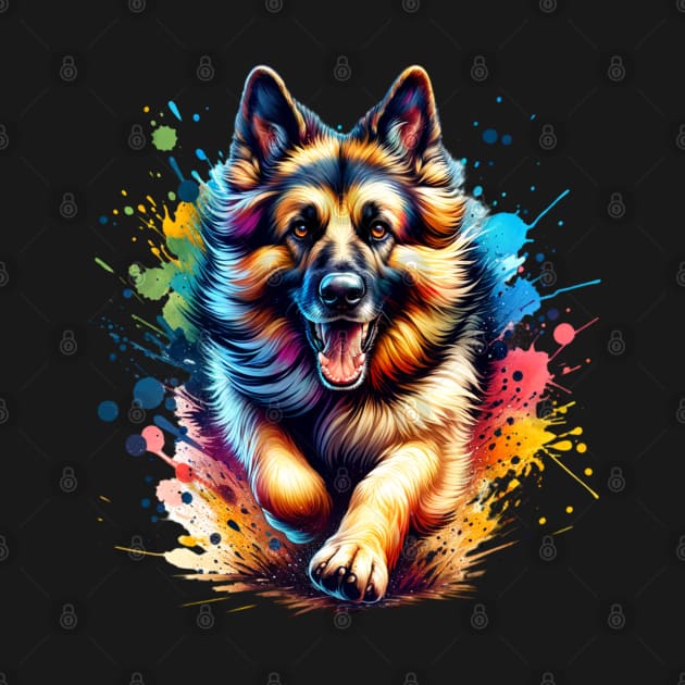 German Shepherd Dog watercolor splash by Bellinna