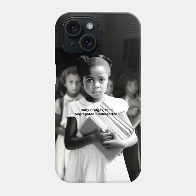 Black History Month: Ruby Bridges, A Journey Beyond the School Doors on a Dark Background Phone Case by Puff Sumo