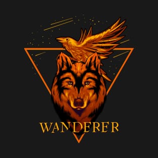 Wanderer wolf and raven design T-Shirt