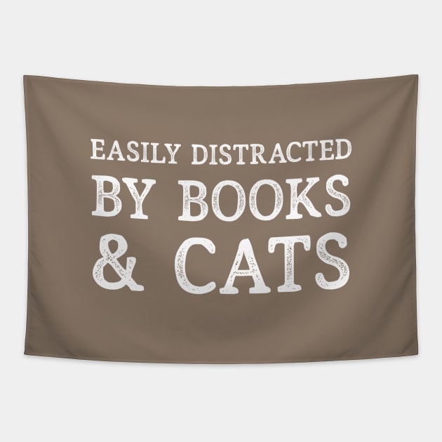 easily distracted by cats and books, summer top, kitten lover Tapestry by Kouka25