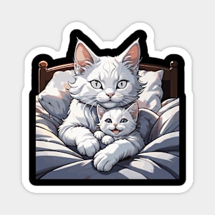 Loving Connection: White Cat Duo Magnet