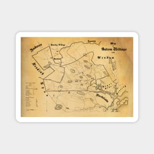 Vintage Map of Salem Massachusetts, 1692 (Witch Trials) Magnet