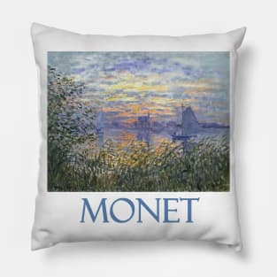 Boats Moored at Le Petit-Gennevilliers by Claude Monet Pillow