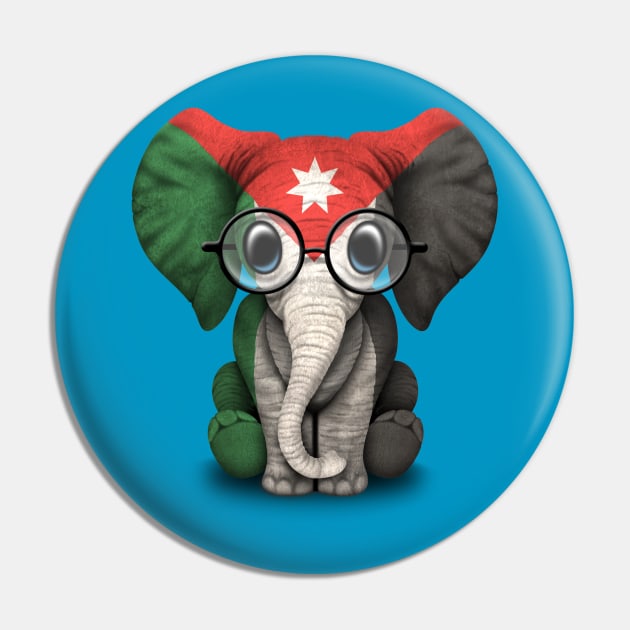 Baby Elephant with Glasses and Jordanian Flag Pin by jeffbartels