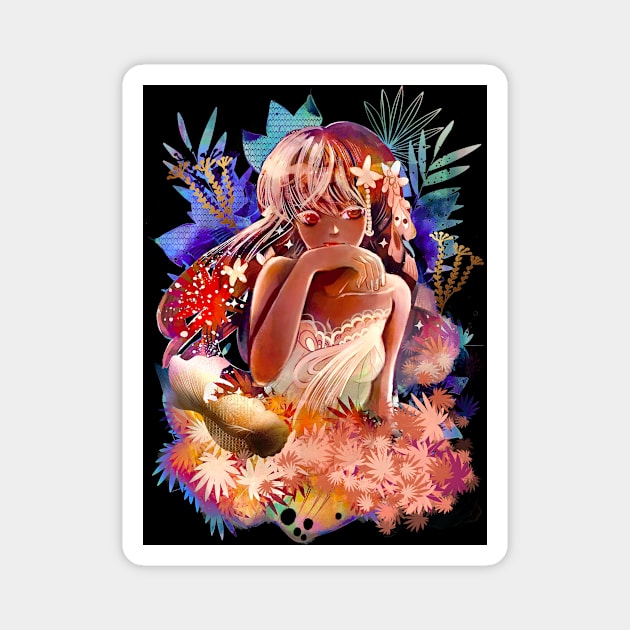 Prosperity golden goldfish nature anime manga girl kawaii Magnet by meisanmui