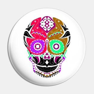 black sugar skull ecopop with a dangerous smile in mexican pattern design Pin