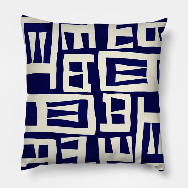 African Map - Navy Ivory Pillow by Esprit-Mystique