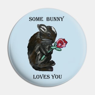 Black rabbit with rose: Some bunny loves you Pin