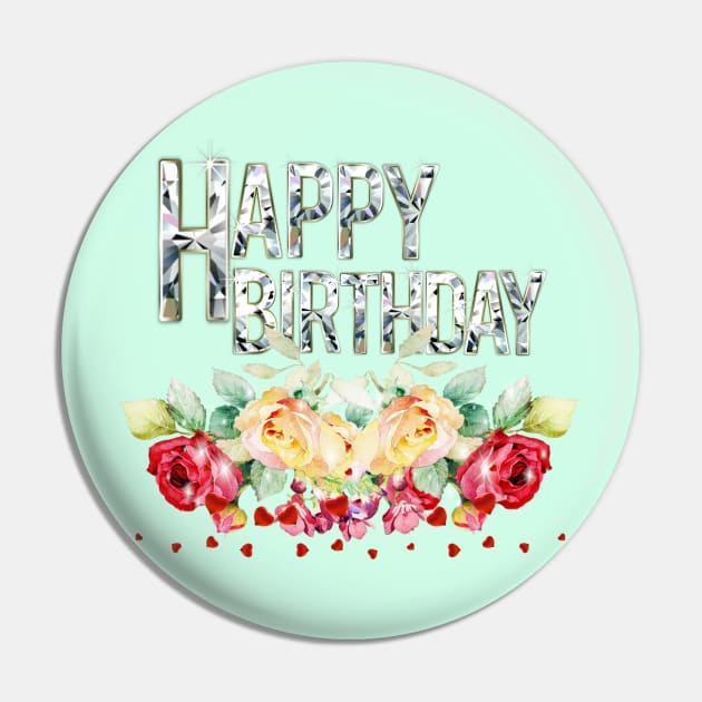 Happy Birthday Greeting Pin by KC Morcom aka KCM Gems n Bling aka KCM Inspirations