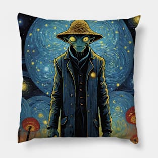 Starry Night Encounter: Van Gogh's Alien Odyssey Pillow