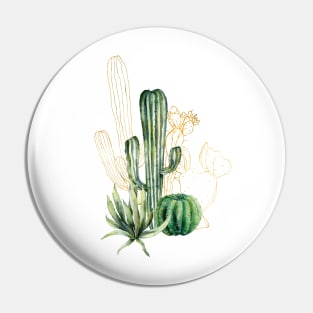 Elegant Gold Cactus Pin