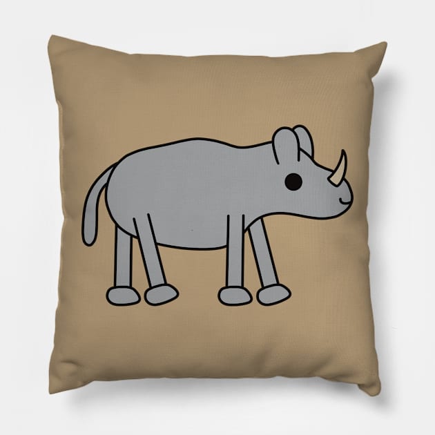 Cute Kawaii Rhino Pillow by KawaiiByDice