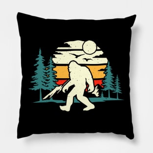 Vintage Bigfoot Forest Camping Pillow