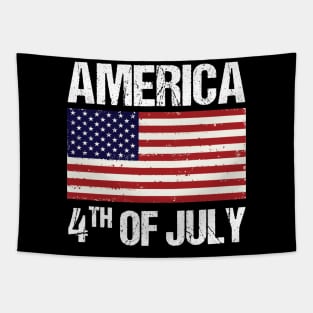 American map and Flag, 4th of July, happy independence day God Bless America Tapestry