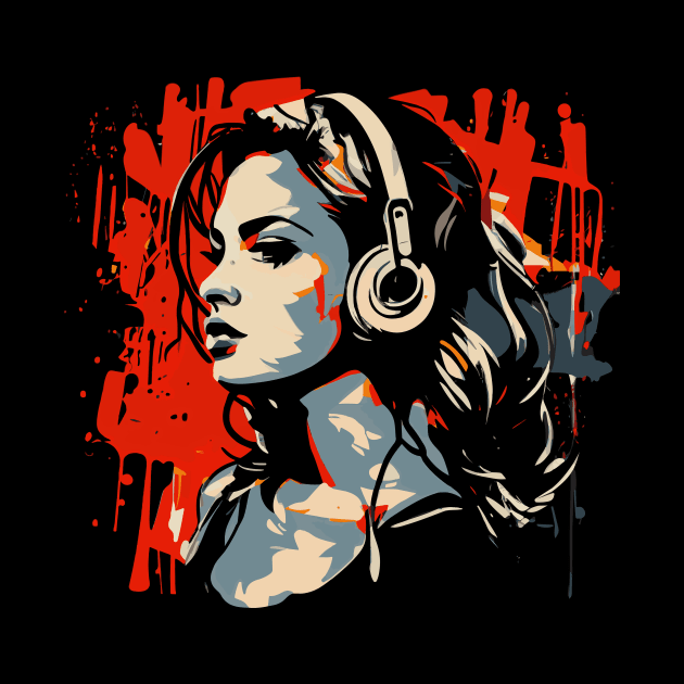 Beautiful Girl with Headphones artwork by KOTOdesign