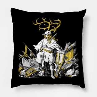 Stag Knight Deer Skull - Gold Pillow