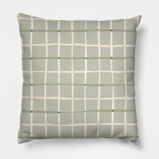 Handmade tattersall plaid, green and cream Pillow