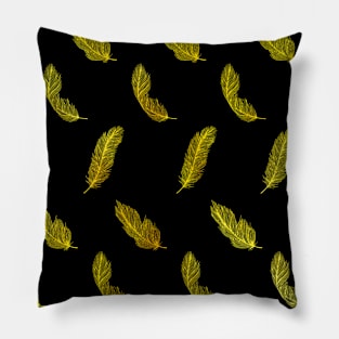 Golden Feathers Pattern Pillow