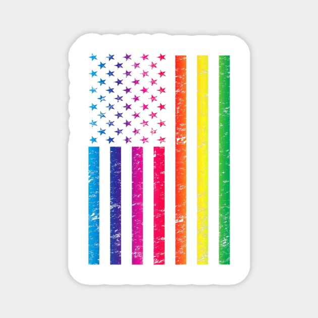 American Flag Gay Pride Rainbow Lgbt Diversity 2023 Premium Magnet by Stick Figure103