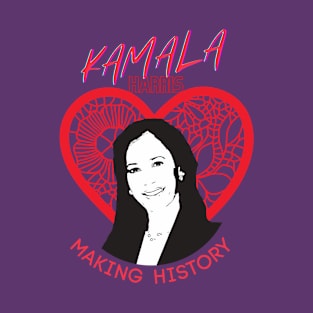 Kamala Harris Making History (red lace heart) T-Shirt