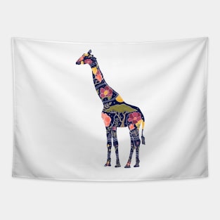 Floral Giraffe Silhouette - Sunrise Tapestry