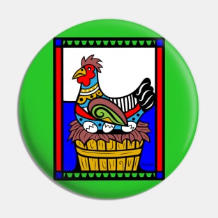 Hen on Cracked Eggs Pin