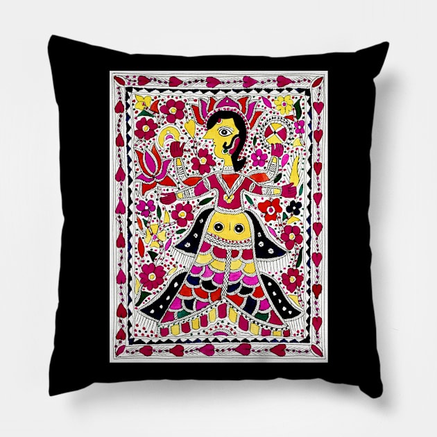 Hindu Goddess Lakshmi, Bihar, India, Early 1900s Pillow by rocketshipretro