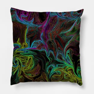 Liquid Graffiti Glowing Yellow Pillow