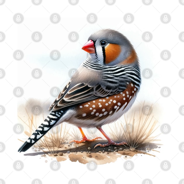 Colorful Zebra Finch - Watercolor Bird by Aquarelle Impressions