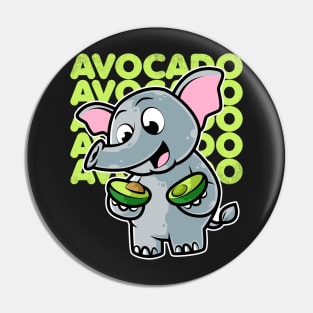 Cute Elephant Eating Avocado Kawaii Neko Anime product Pin