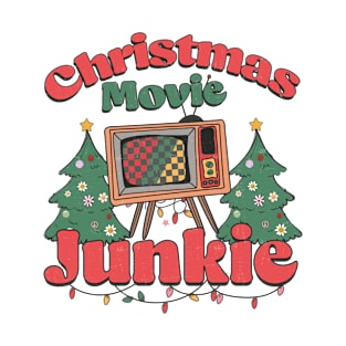 Christmas Movie Junkie, Retro Christmas, Popular Christmas T-Shirt