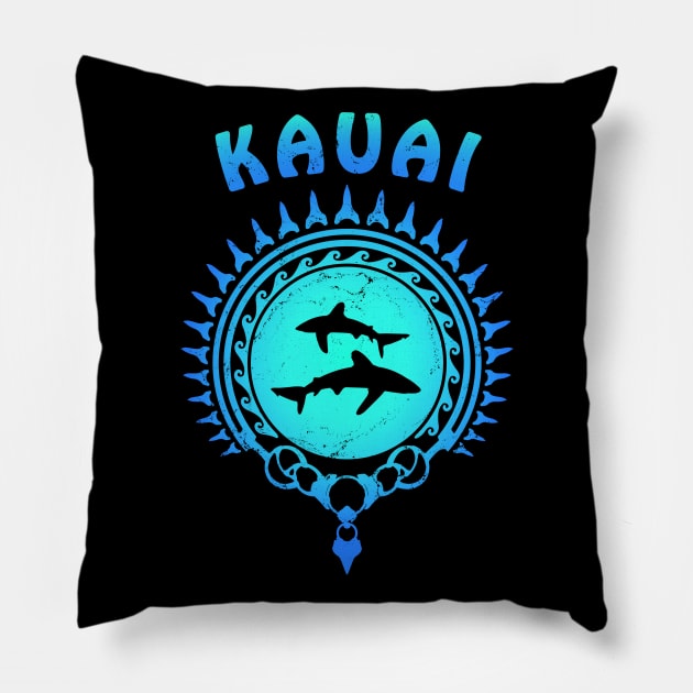 Kauai Oceanic Whitetip Sharks Pillow by NicGrayTees