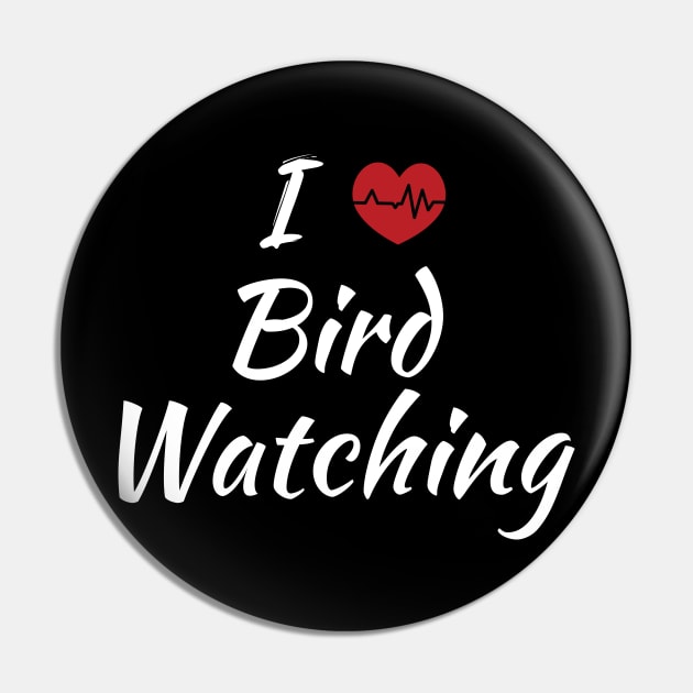 I Love Bird Watching Cute Red Heart V2 Pin by SAM DLS