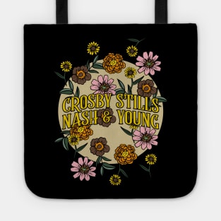 Crosby, Stills, Nash & Young Name Personalized Flower Retro Floral 80s 90s Name Style Tote