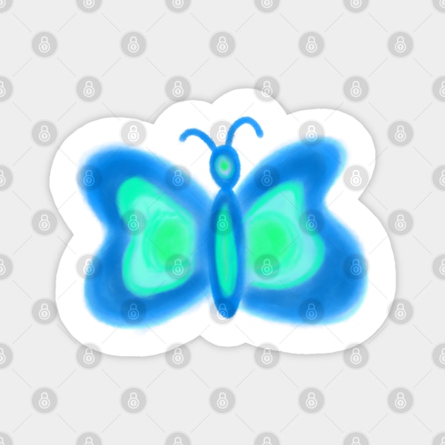 blue green watercolor abstract butterfly design Magnet by Artistic_st