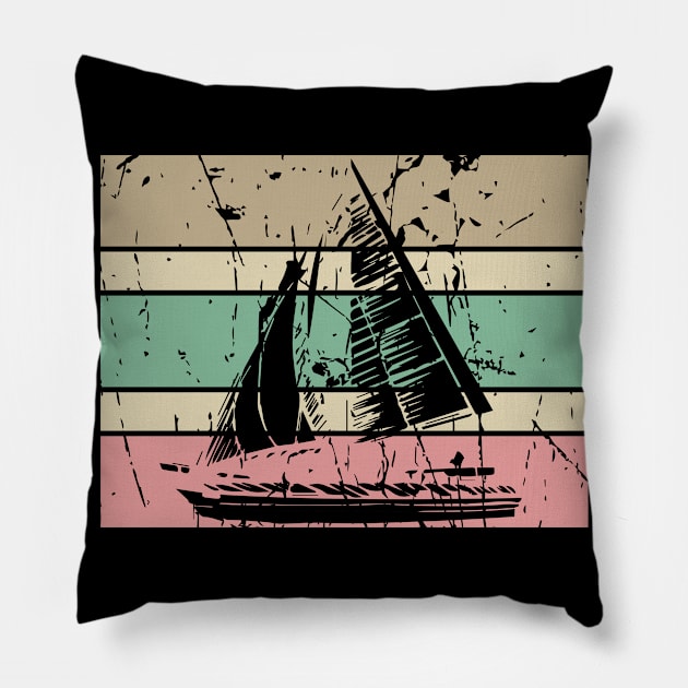 Sailing Retro Sailor Sail Vintage Boat Pillow by DesignatedDesigner