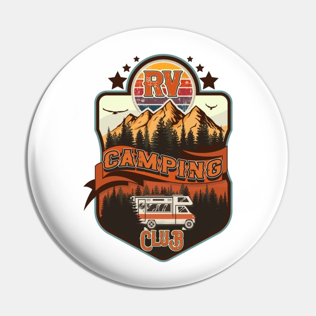 RV Camping Club vintage funny , retro landscape RV camping Pin by HomeCoquette