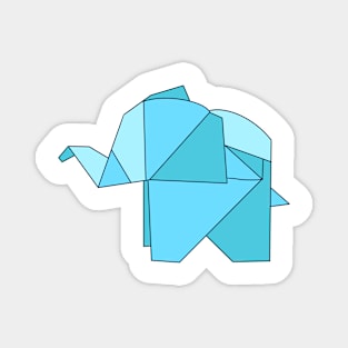 Blue origami elephant Magnet