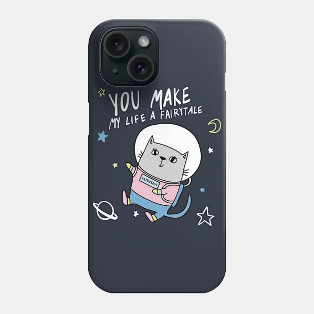 Space Cute cat Phone Case by white.ink