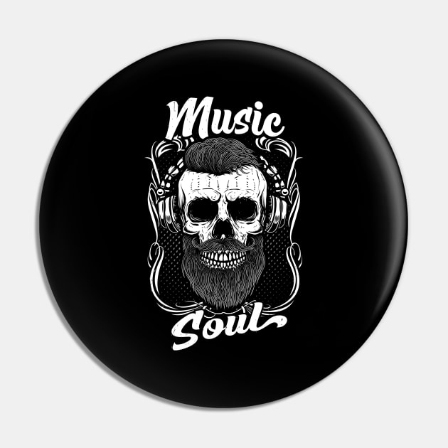 Music Soul Music Lover Skull Pin by Foxxy Merch