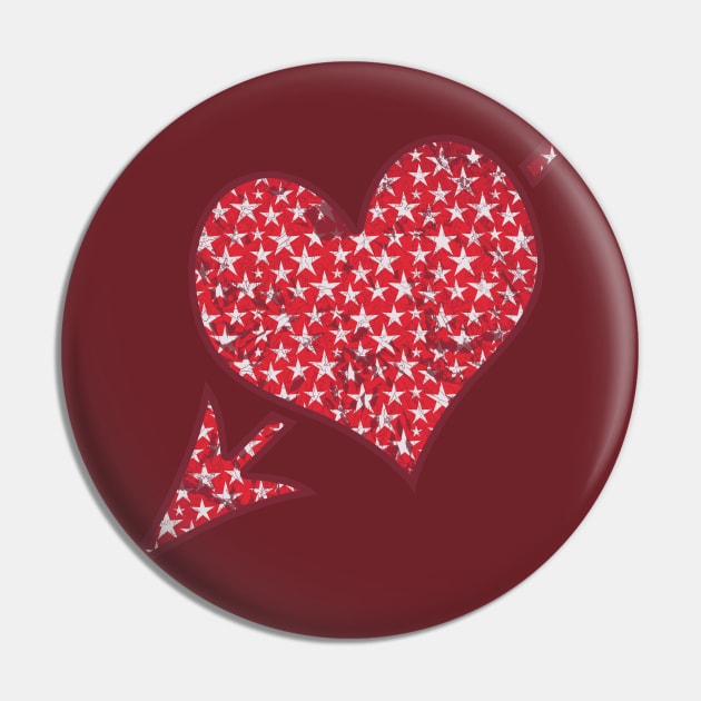 Arrow piercing red grunge heart with white stars Pin by hereswendy