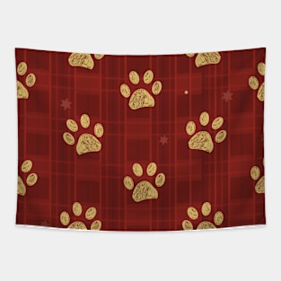 Plaid winter time seamless red pattern Tapestry