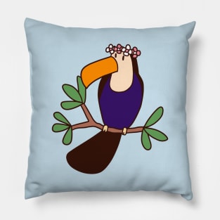 Flower Crown Toucan Pillow