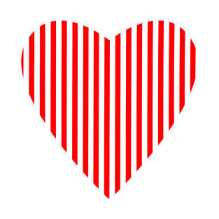 Red and White Stripes Heart T-Shirt