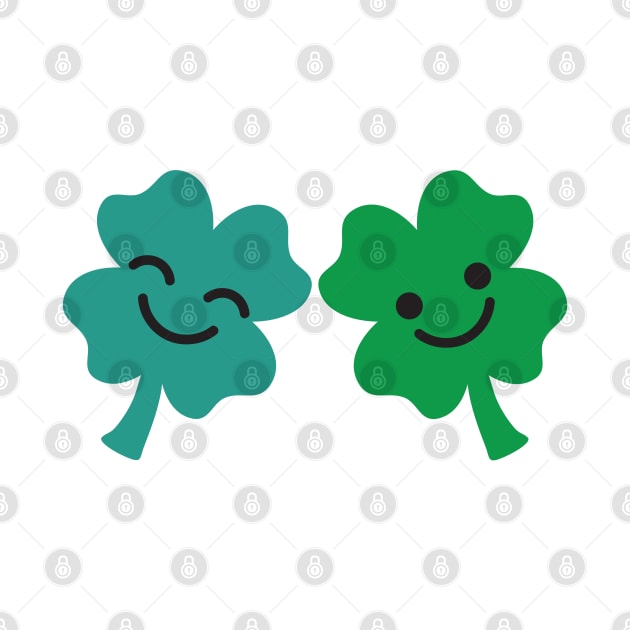 Lucky Irish Cute Four Leaf Clovers by VicEllisArt