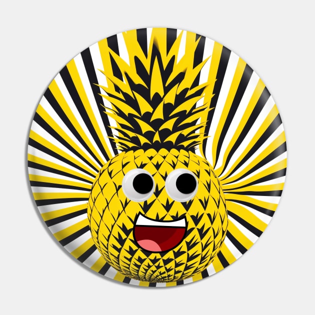 Funny Pineapple Cartoon Character Pin by MutedTees