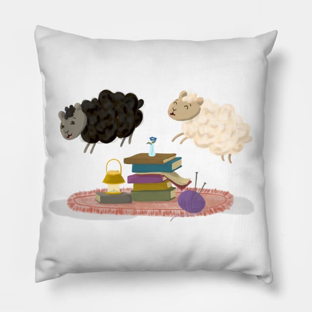 Sheep-a-deep Pillow by AllWriteHere