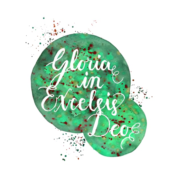 Hand Painted Watercolor "Gloria in Excelsis Deo" by SingeDesigns